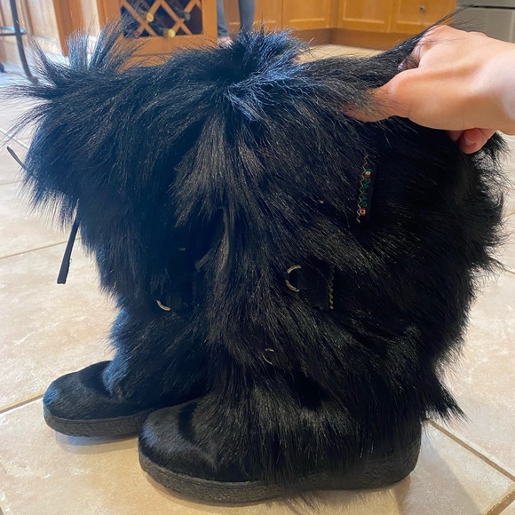Pajar Goat Hair Fur Scarlet Apres Ski Fleece Lined Black Winter Boots Size 39 - Picture 3 of 16